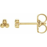 14K Yellow 3 Beads Stud Earrings