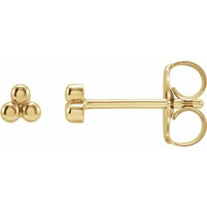 14K Yellow 3 Beads Stud Earrings