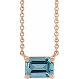 14K Rose Natural Aquamarine 18" Necklace