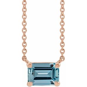 14K Rose Natural Aquamarine 18" Necklace