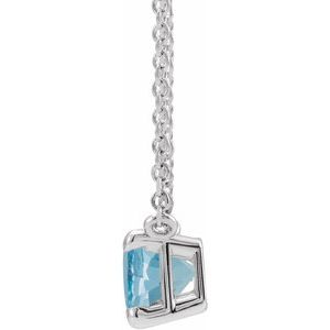 14K White Natural Aquamarine 18" Necklace