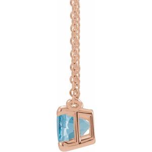 14K Rose Natural Aquamarine 18" Necklace
