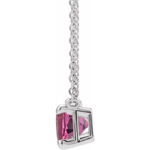 Platinum Natural Pink Tourmaline 18" Necklace