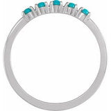 Platinum Natural Turquoise Cabochon Stackable Ring