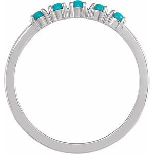 Platinum Natural Turquoise Cabochon Stackable Ring