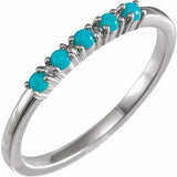 Sterling Silver Natural Turquoise Cabochon Stackable Ring