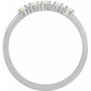 Sterling Silver Natural White Opal Cabochon Stackable Ring