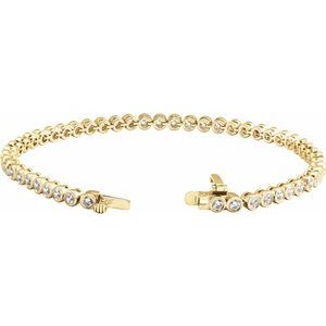 14K Yellow 3 1/2 CTW Lab-Grown Diamond Bezel-Set 7" Bracelet