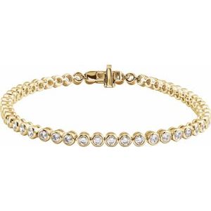 14K Yellow 3 1/2 CTW Lab-Grown Diamond Bezel-Set 7" Bracelet