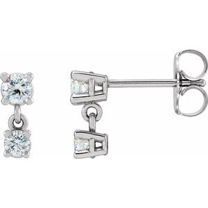 Sterling Silver 1/3 CTW Natural Diamond Two-Stone Earrings