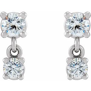 Sterling Silver 1/3 CTW Natural Diamond Two-Stone Earrings
