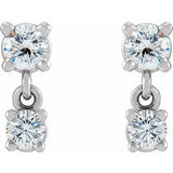 14K White 1/3 CTW Natural Diamond Two-Stone Earrings