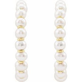 14K Yellow Cultured White Freshwater Pearl 30.3 mm Hoop Earrings