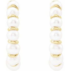 14K Yellow Cultured White Freshwater Pearl 14.9 mm Hoop Earrings