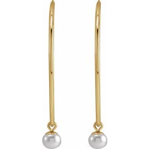 14K Yellow Cultured White Freshwater Pearl 30 mm Endless Hoop Earrings