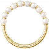 14K Yellow Cultured White Freshwater Pearl Ring