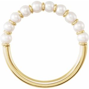14K Yellow Cultured White Freshwater Pearl Ring