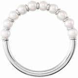 14K White Cultured White Freshwater Pearl Ring