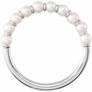 14K White Cultured White Freshwater Pearl Ring