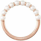 14K Rose Cultured White Freshwater Pearl Ring