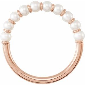 14K Rose Cultured White Freshwater Pearl Ring