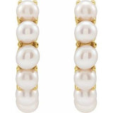 14K Yellow Cultured White Freshwater Pearl 15.5 mm Huggie Hoop Earrings
