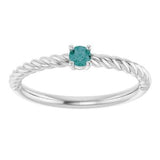 14K White 3 mm Natural Alexandrite Solitaire Rope Ring