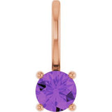 14K Rose Imitation Amethyst Solitaire Charm/Pendant