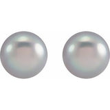 14K White 6.5-7 mm Cultured Gray Freshwater Pearl Earrings
