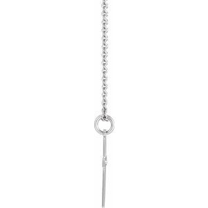 14K White .0075 CT Natural Diamond Cross 18" Necklace