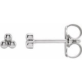 Platinum 3 Beads Stud Earrings