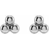 Platinum 3 Beads Stud Earrings