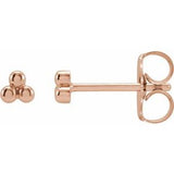 14K Rose 3 Beads Stud Earrings
