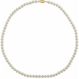 14K Yellow Cultured White Freshwater Pearl 16" Necklace