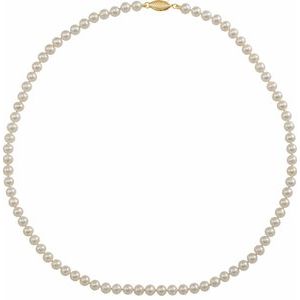 14K Yellow Cultured White Freshwater Pearl 16" Necklace
