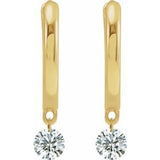 14K Yellow 1/3 CTW Drilled Natural Diamond Hinged Hoop Earrings