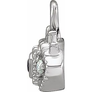 14K White Petite Pavé™ Natural Blue Sapphire & .01 CTW Natural Diamond Evil Eye Dangle