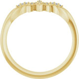 14K Yellow .03 CTW Natural Diamond Floral-Inspired Contour Band