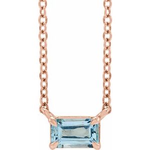 14K Rose Natural Aquamarine 18" Necklace