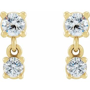 14K Yellow 1/3 CTW Natural Diamond Two-Stone Earrings