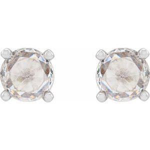 Sterling Silver 1/4 CTW Rose-Cut Natural Diamond Stud Earrings