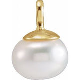 14K Yellow Cultured White Freshwater Pearl Hoop Dangle