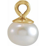 14K Yellow Cultured White Freshwater Pearl Hoop Dangle