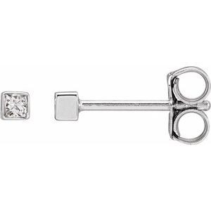 14K White .05 CTW Natural Diamond Bezel-Set Earrings