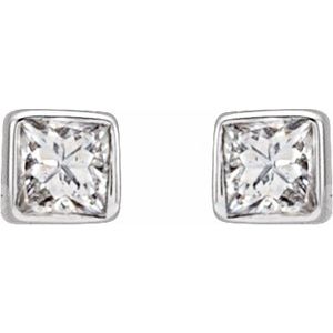 Platinum .05 CTW Natural Diamond Bezel-Set Earrings