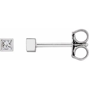14K White .07 CTW Natural Diamond Bezel-Set Earrings