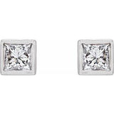 14K White .07 CTW Natural Diamond Bezel-Set Earrings
