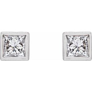 14K White .07 CTW Natural Diamond Bezel-Set Earrings
