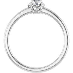 14K White Natural White Sapphire Solitaire Rope Ring