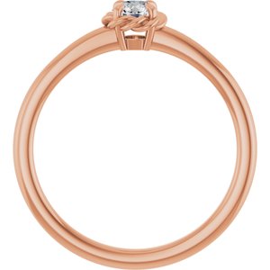 14K Rose Natural White Sapphire Solitaire Rope Ring